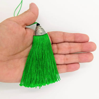 Green Tassels Artificial Silk Tassel with Cone Cap, Earring Tassel, Bridal Tassels